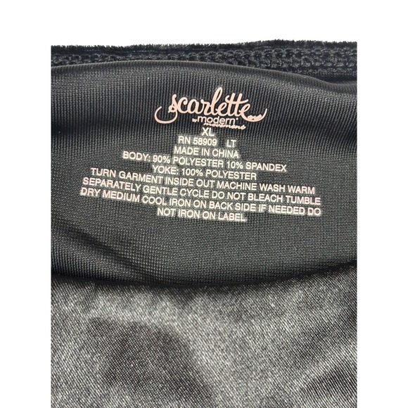 Scarlette Modern Whimsigoth Black Velvet Top XL Satin Trim Adjustable Straps - Picture 4 of 5